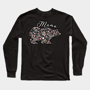 Mama Bear Floral Mom Graphic Design Long Sleeve T-Shirt